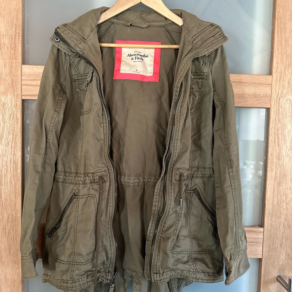 Abercrombie & Fitch Olive Utility Jacket with Hood